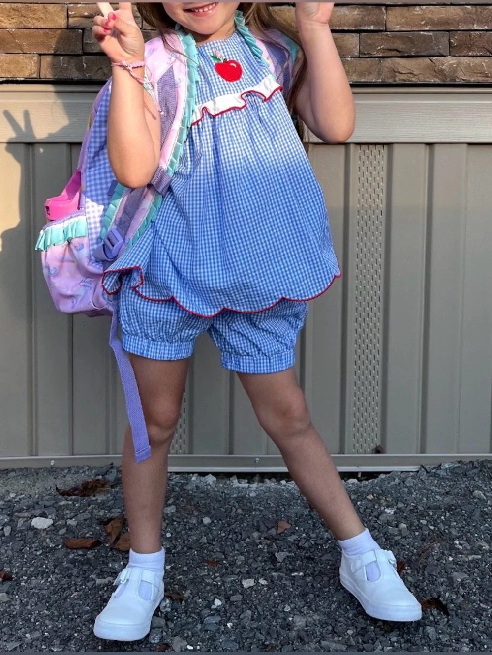 Classic Whimsy Back to school Apple Gingham set size 5 | Kindergarten
